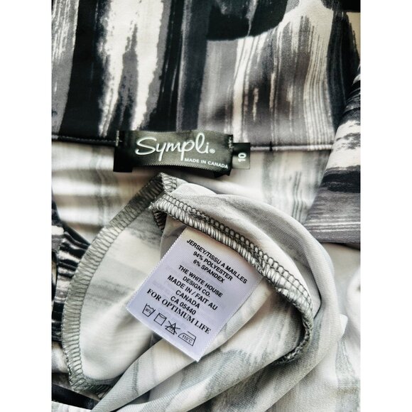 Sympli Women's Sz 10 Abstract Black & White Button-Up Tunic Shirt With Collar - Picture 11 of 13